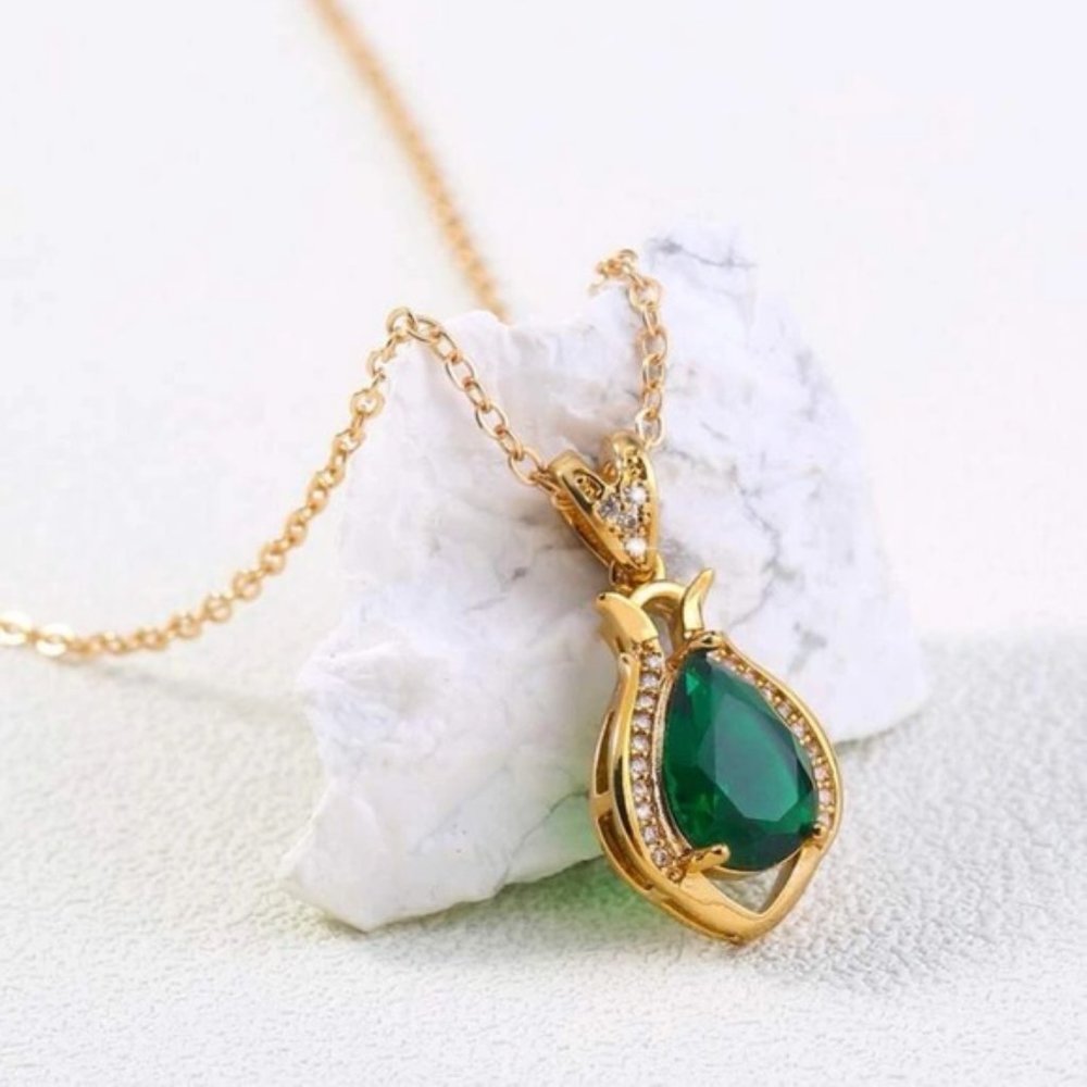 Aqua Sparkle Cubic Zirconia Water Drop Necklace